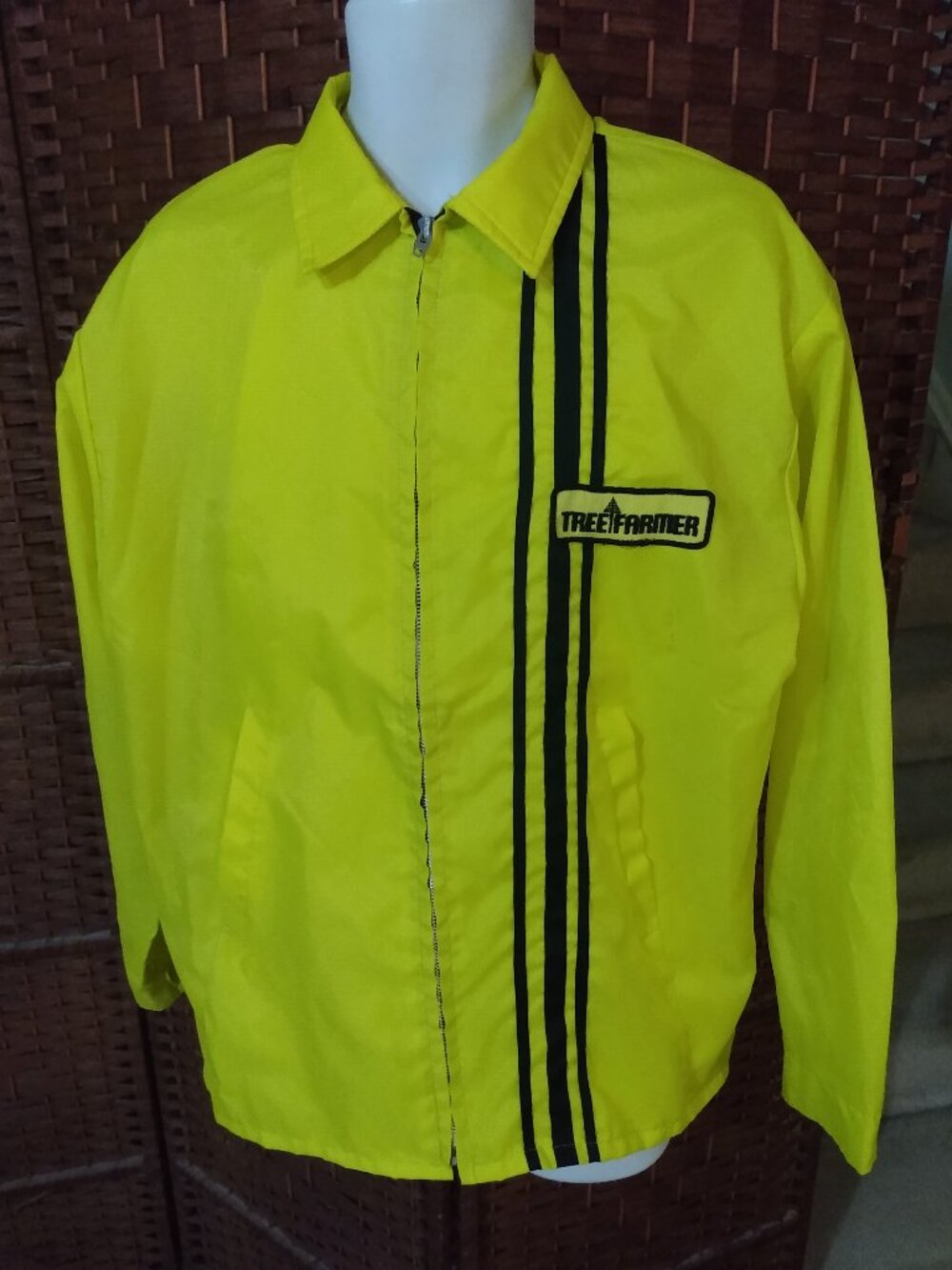 Vintage Tree Farmer Jacket Windbreaker 80s Farming Yellow L-XL